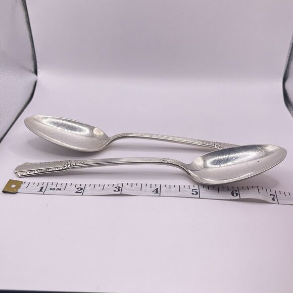 Wm Rogers TREASURE Silverplate 7 1/2" 7.5 Lot (2) Soup Spoon Silverware Overlaid - Picture 6 of 7